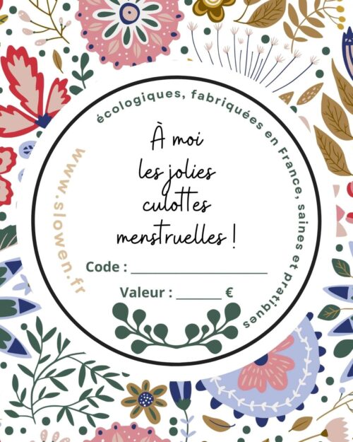 La carte cadeau pour offrir des culottes menstruelles Slowen